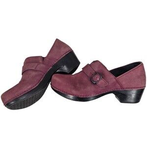 Dansko Tamara Professional Clogs Nubuck Leather Buckle Comfort Shoe Wine 40 | 10